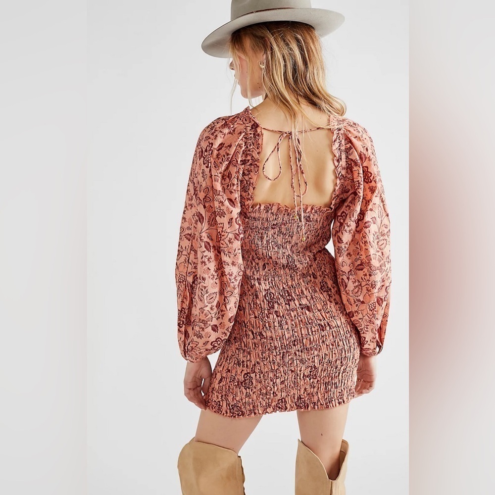 Free People Pink Floral Print Smock It To Me Mini Dress Small - Picture 2 of 16